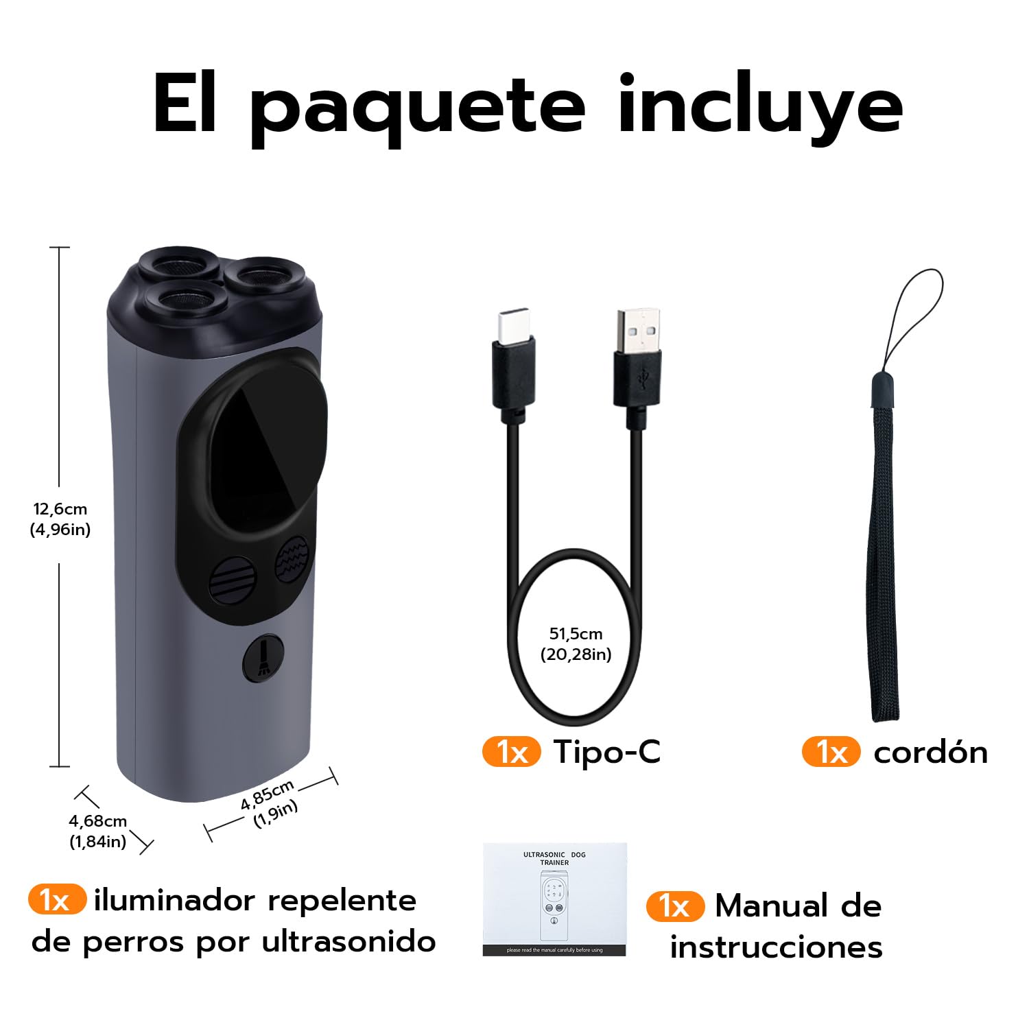 Mcbazel Ahuyentador de Perros, Dispositivo Ultrasónico Antiladridos de Largo Alcance 30 Pies, con 2 Modos de Ultrasonido y Linterna Estroboscópica, para la Mayoría en Interiores y Exteriores