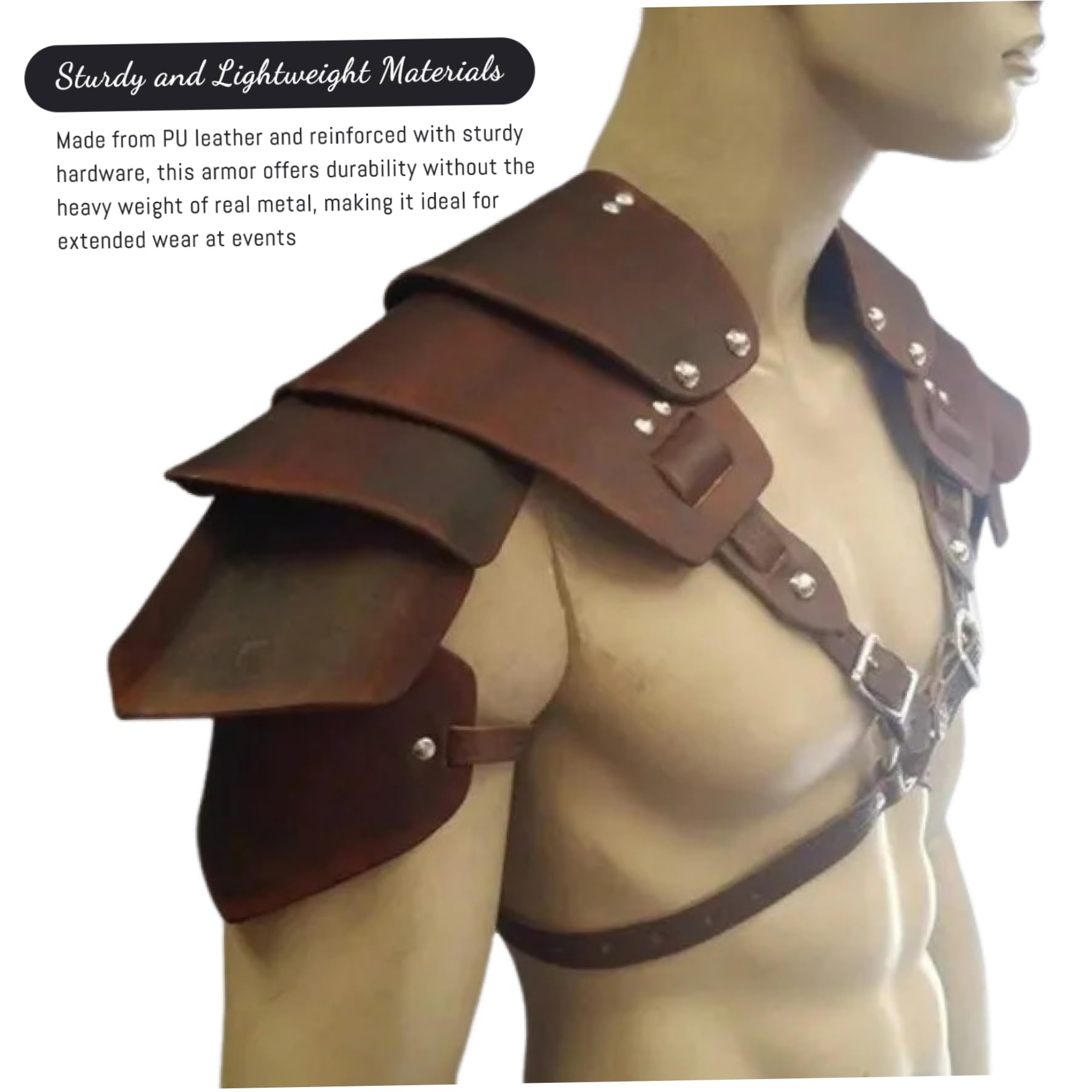 Jorzer Costume da Cavaliere Medievale Armatura in Pelle PU Armatura Toracica Regolabile Pettorale Vichingo per la Festa Cosplay di Halloween