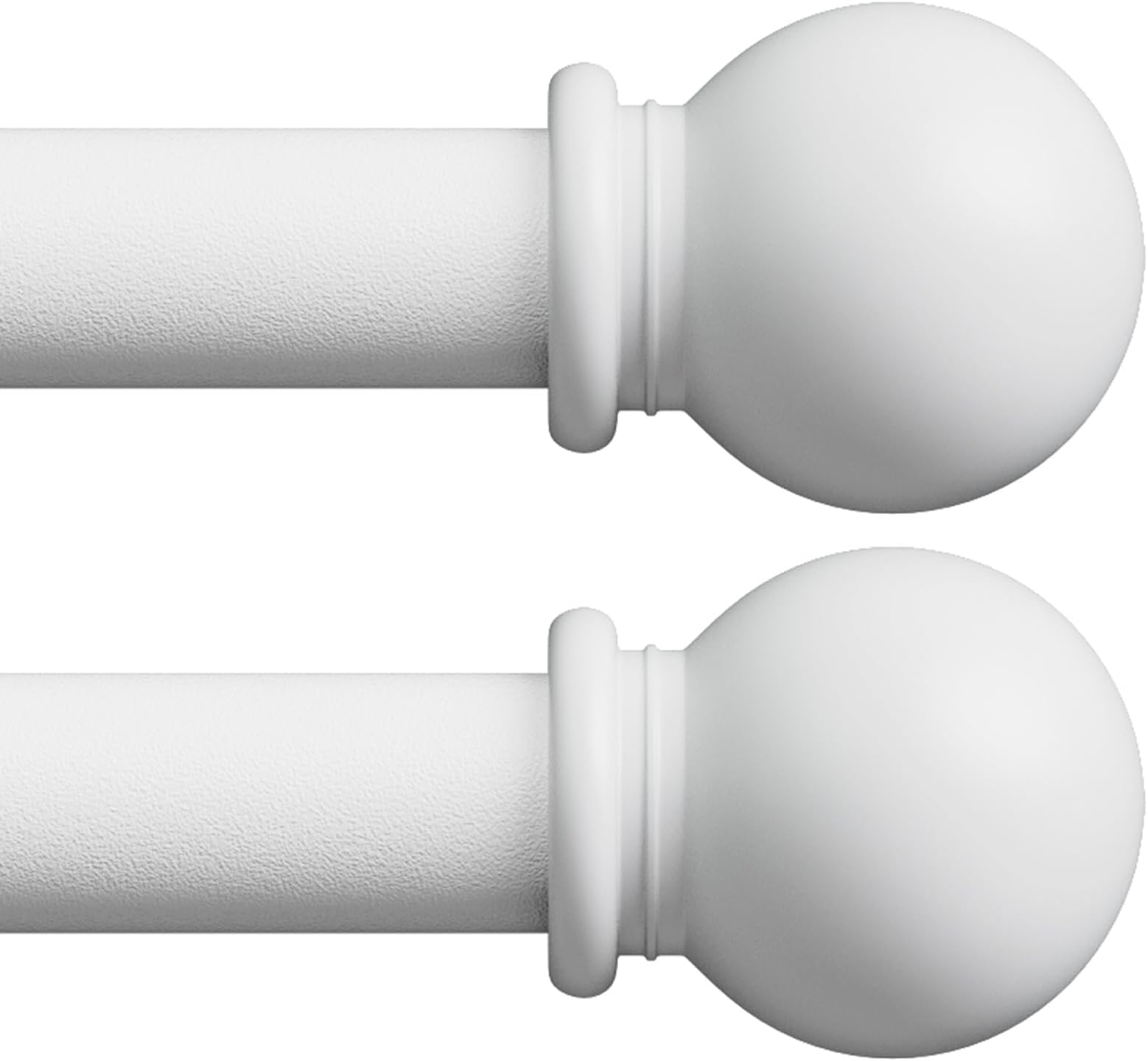 White Curtain Rods for Windows 28 to 48 inch 2 Pack, Adjustable 5/8 Diameter Curtain Rod Set of 2, Heavy Duty Metal Standard Drapery Rod for Bedroom, Kitchen, Easy Install