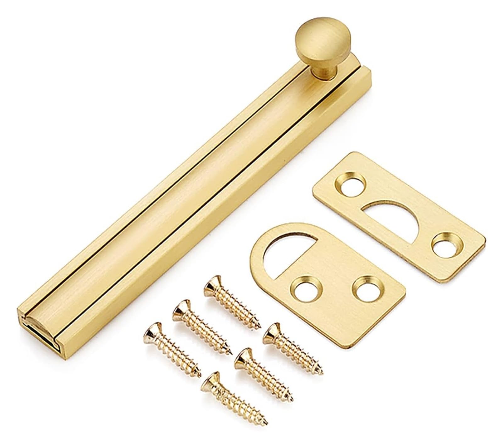 Door Latch， All Copper Slide Door Bolt 2-8in Multicolor for Childproofing and Petproofing(Gold,4in)