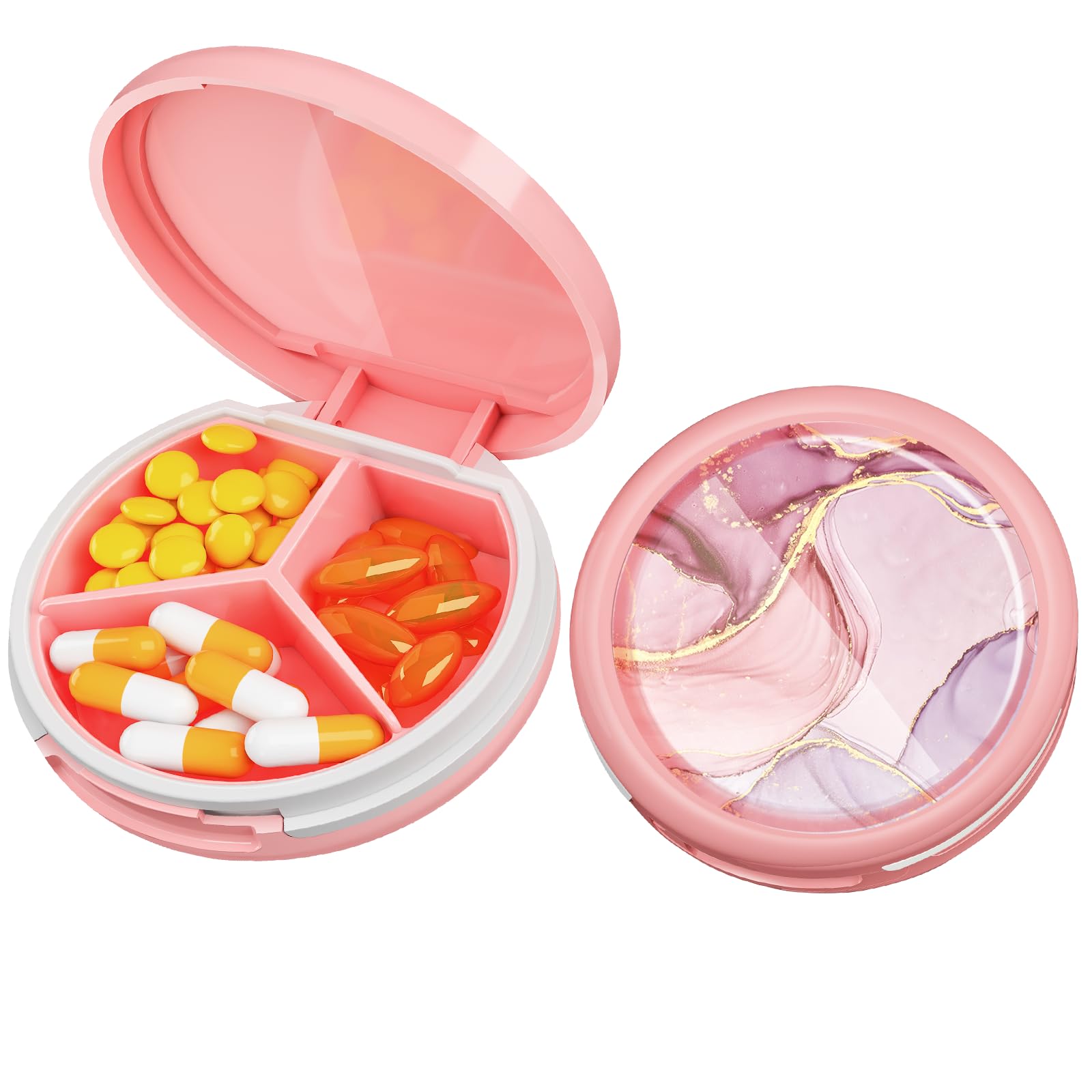 Serfeymi Small Pill Case for Purse, Mini Travel Pill Organizer