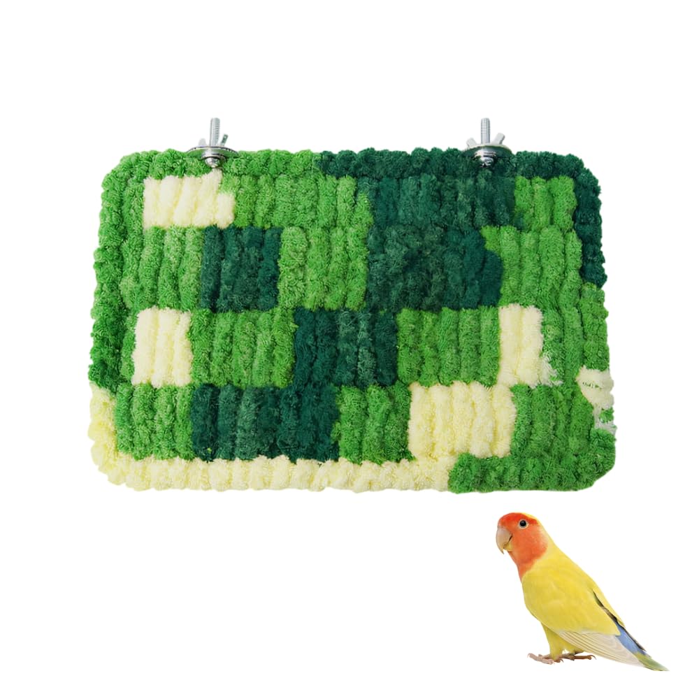 Bird Hammock Bed, Soft Coral Fleece Bird Platform with Supporting Framework, Winter Warm Bird Nest for Small Birds