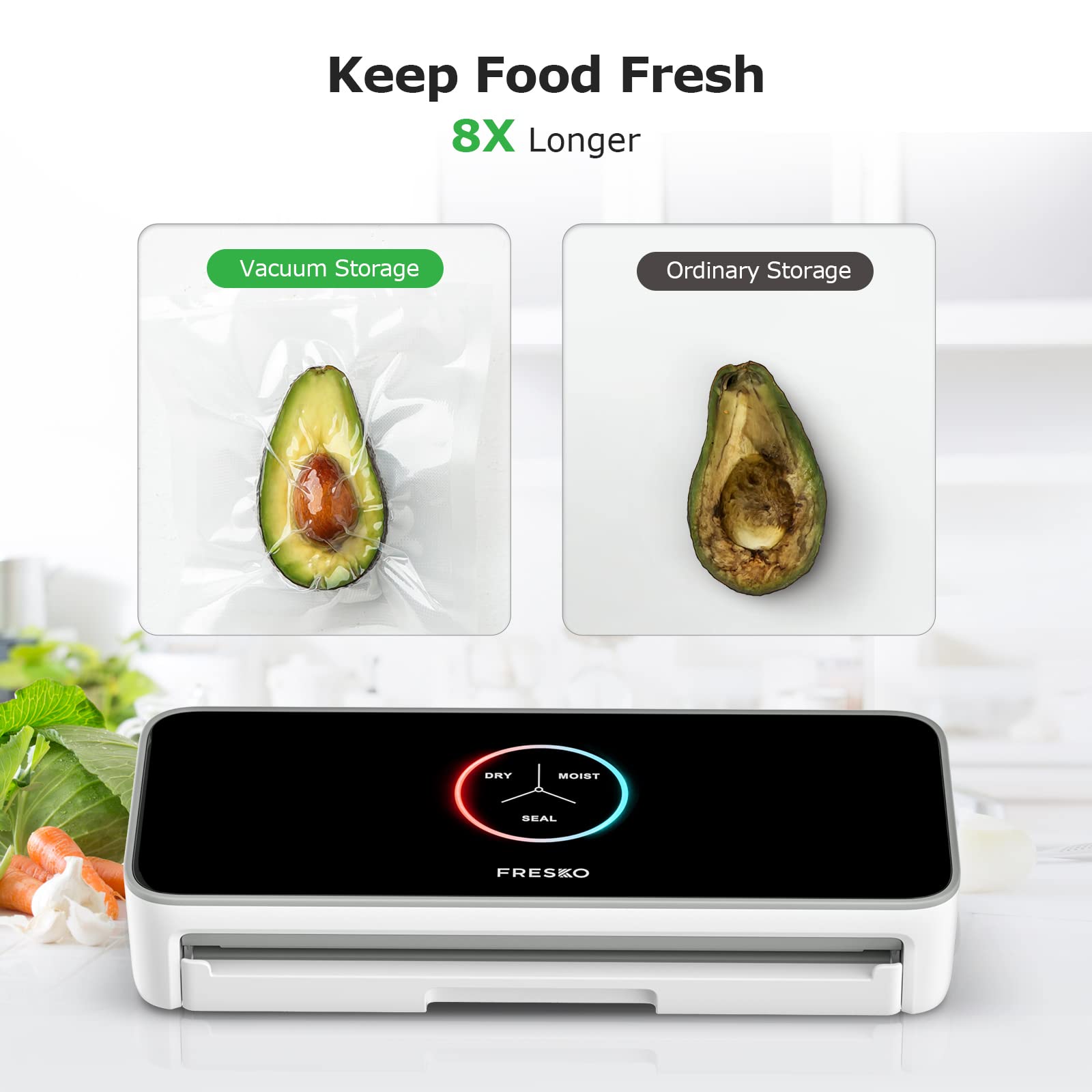 FRESKO Upgraded Fully Automatic Vacuum Sealer, HandsFree Food Vacuum Sealer
