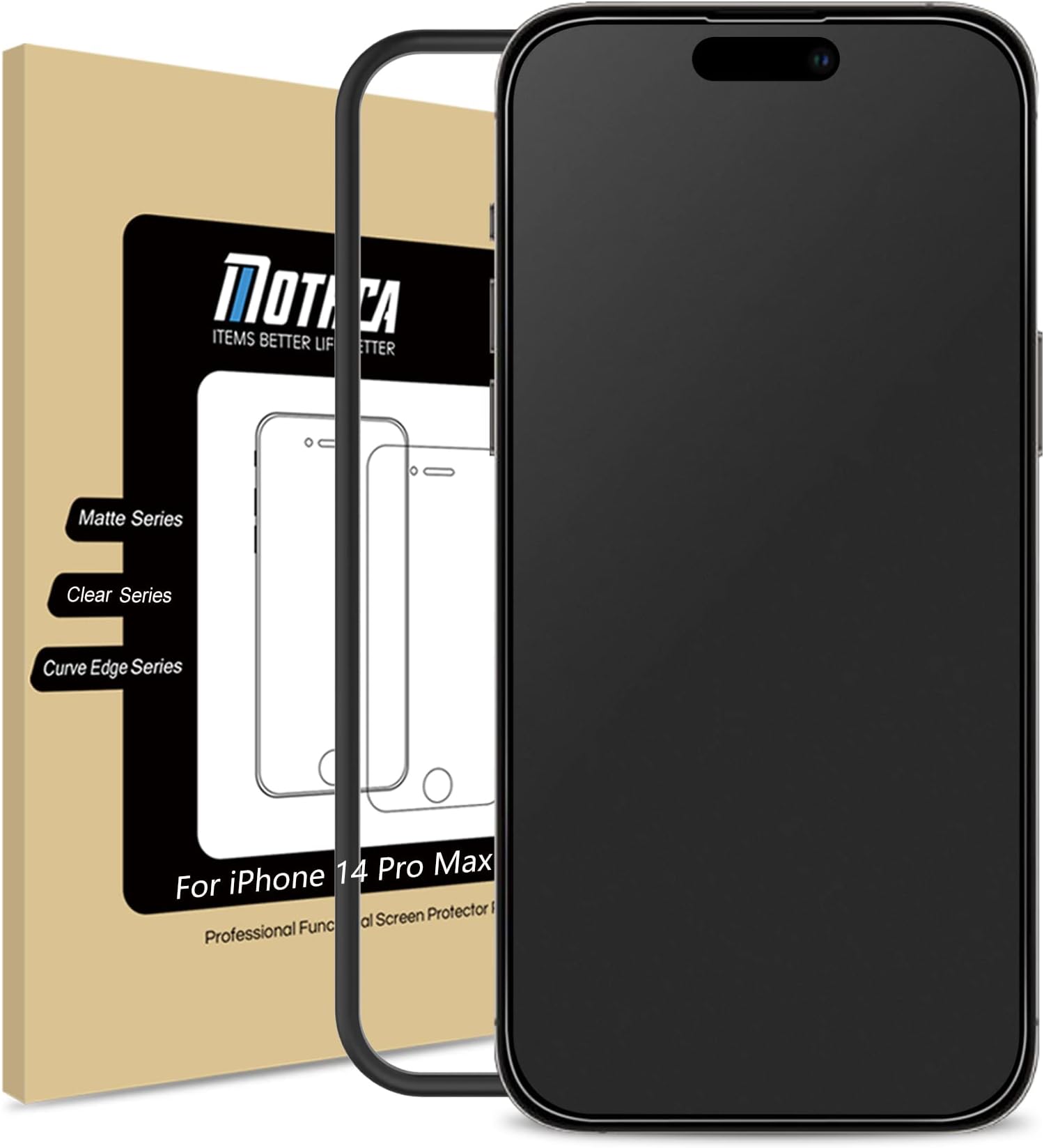 Mothca Matte Anti-Glare Tempered Glass Screen Protector for iPhone 14 Pro Max, 1 Pcs, Compatible with Dynamic Island, 9H Hardness, Anti-Fingerprint, Anti-Glare