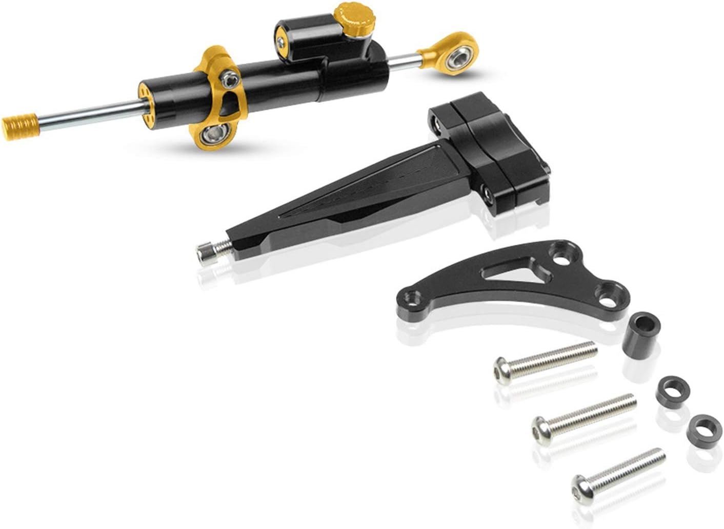 Steering Damper Bracket Motorcycle Steering Damper Mounting Support Stabilizer Suitable For Most Motorcycle Models(Gold black black)