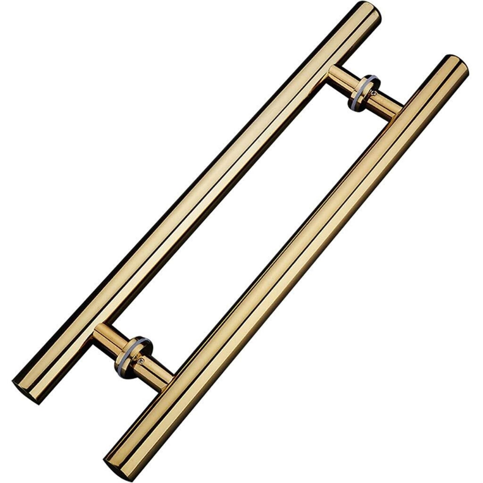 Wdsopk Gold Hotel Glass Door Push-Pull Handle Home Sliding Barn Door Handle Electroplated Titanium Stainless Steel Handle Door Hardware Accessories