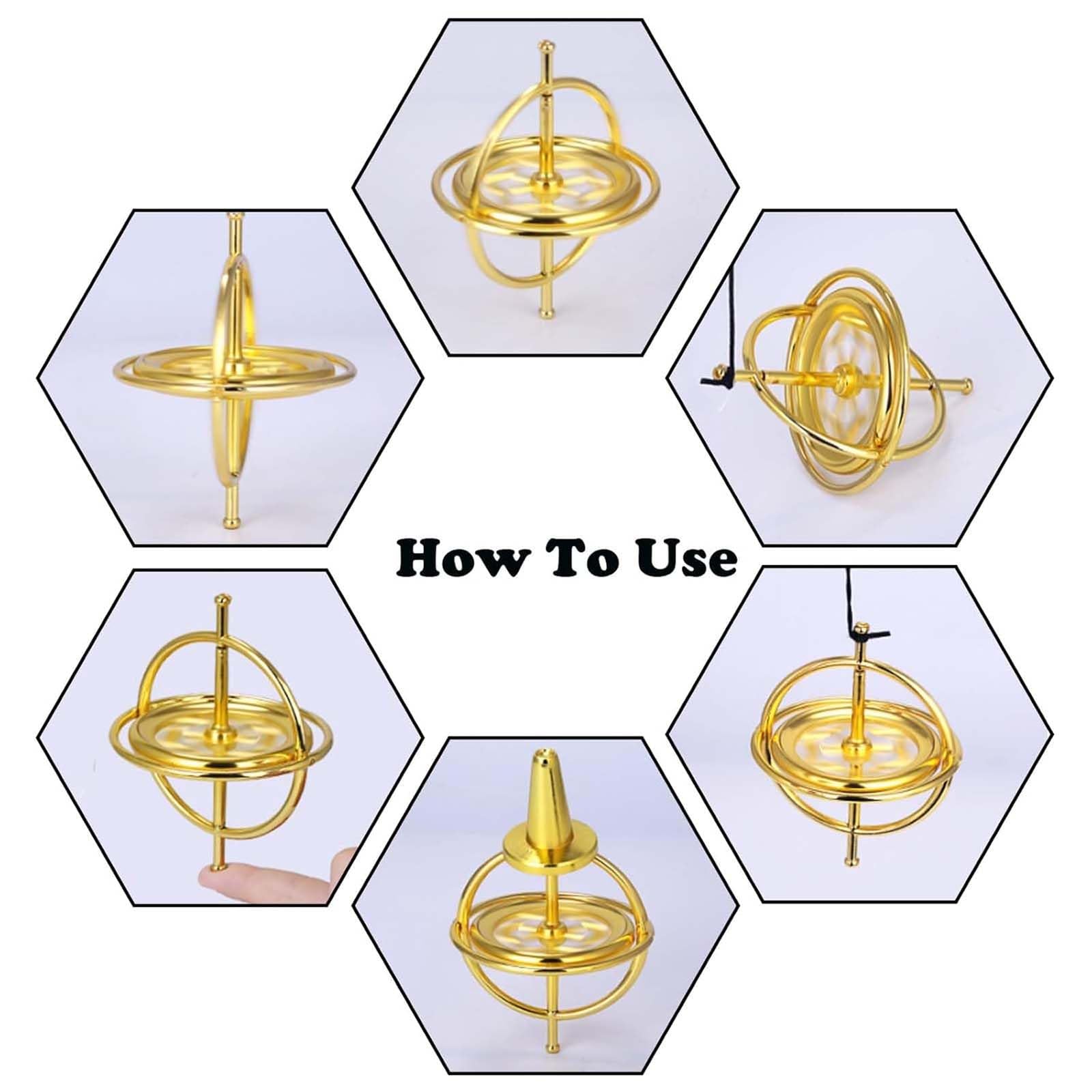 Gyroscope, Premium Metal Stress Relief Gyroscope Toy, Floating Physics Toy for Adults and Kids, Desktop Gyroscopes in Rose Gold — Amazon image 3