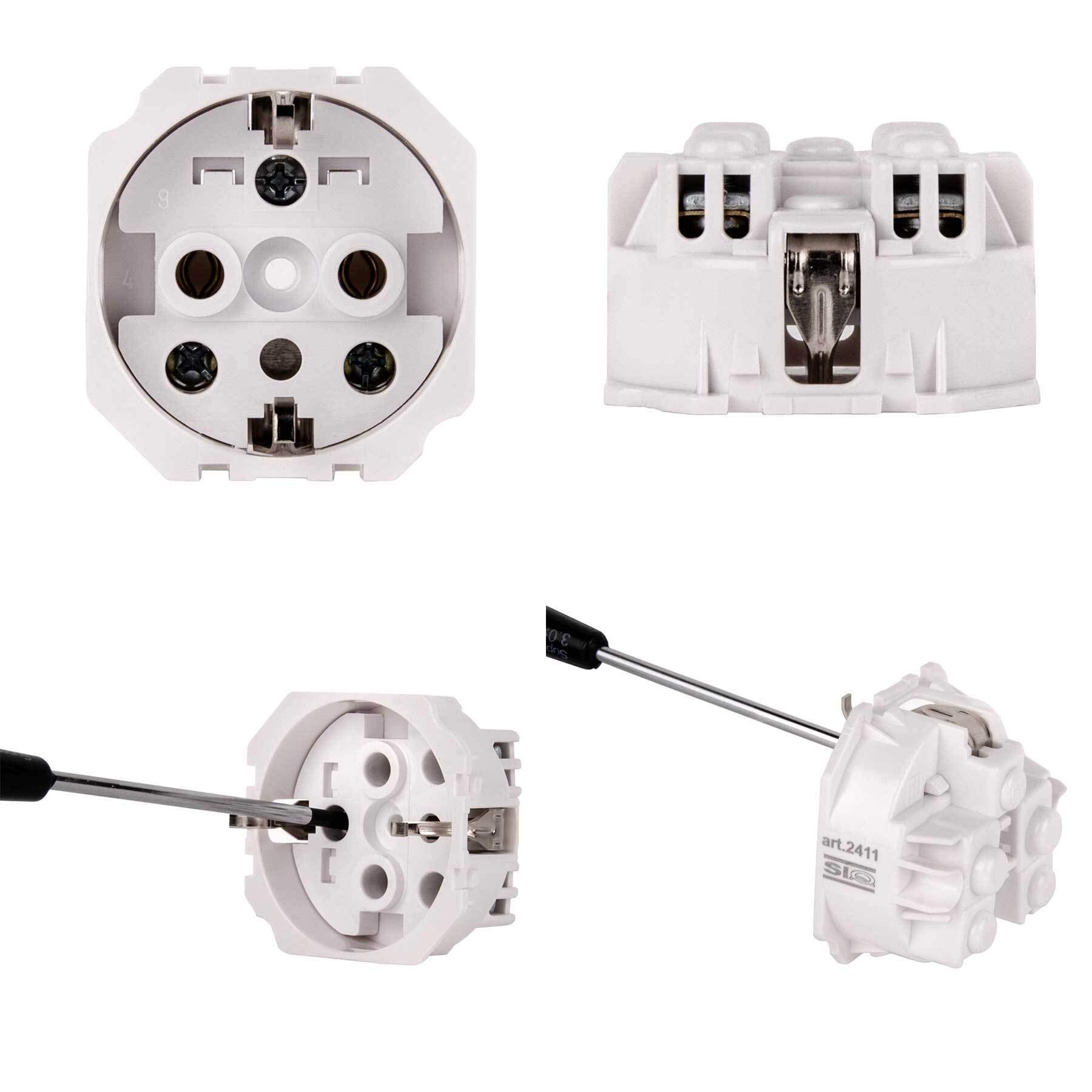 ALING-CONEL 2-fach Aufputz Schutzkontakt Steckdose mit Klappdeckel 16A/250V~ / IP44 - Weiß (10er Set)