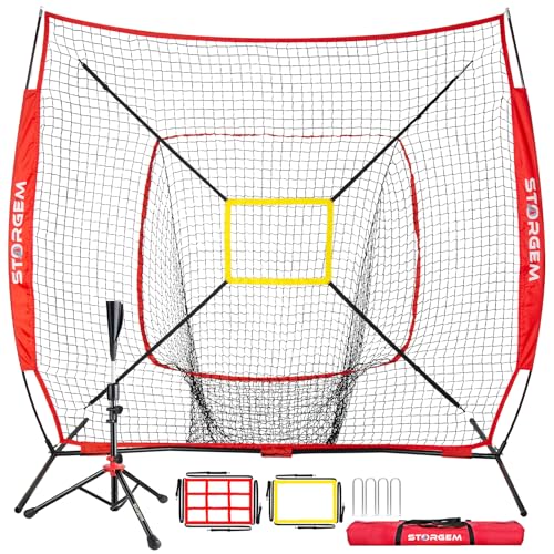 Storgem 7x7ft Baseball/Softball Practice Net with Accessories