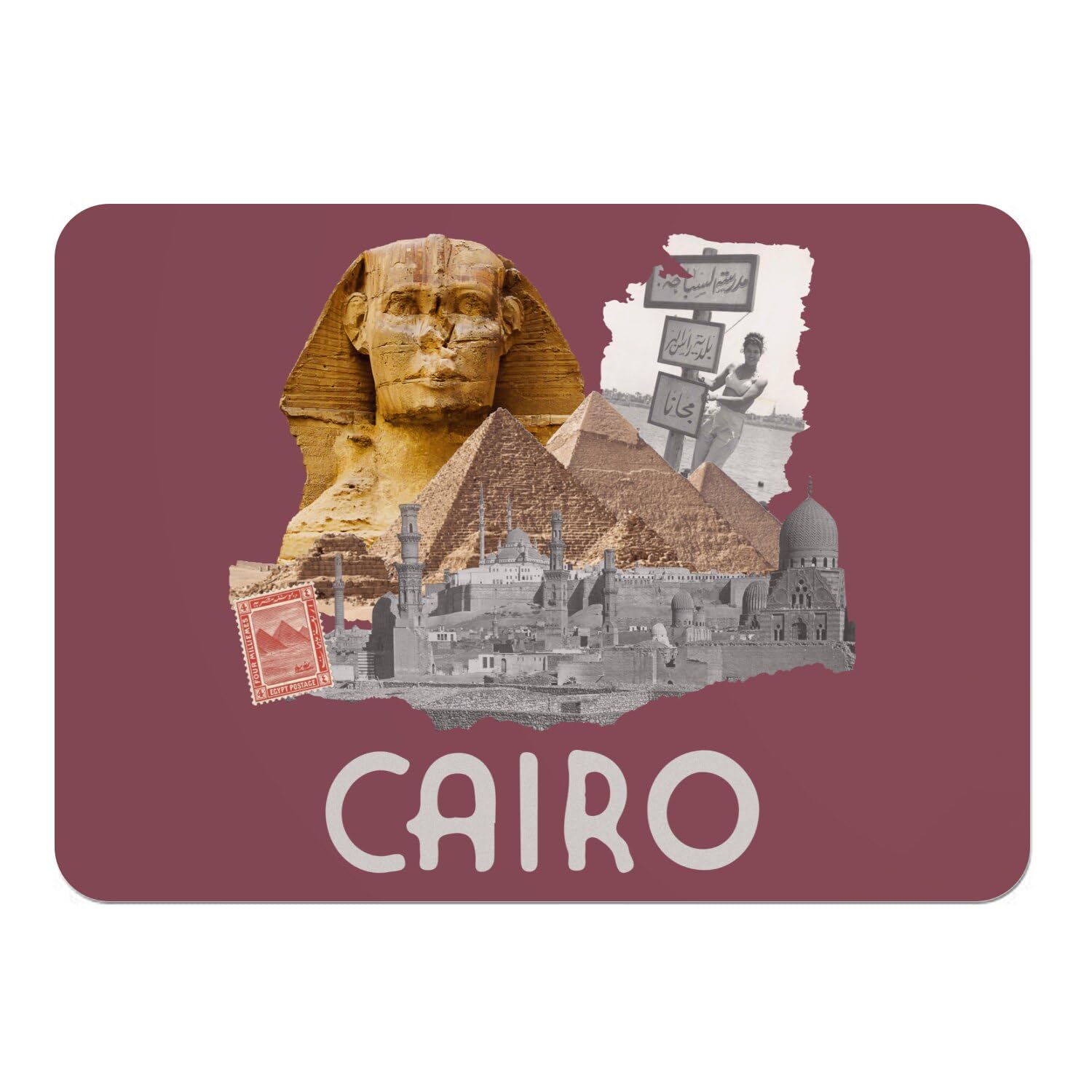 Set de table rouge dessous liège napperons souples grand format motif Le Caire Égypte voyage