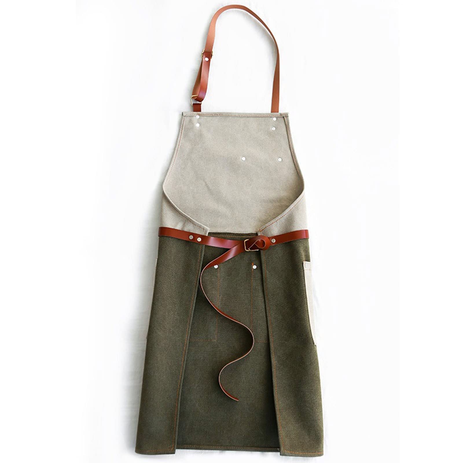Grembiuli da Uomo, da Donna, in Denim, da Lavoro, da Barbiere, da Ristorante, da Sala da tè, da Cucina, da Pittura, da Bar (Verde)