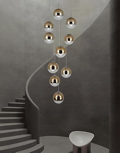 Candelabros de techo de cristal de 10 luces, moderna lámpara colgante larga con forma de gota de lluvia, lámparas de techo con suspensión en espiral