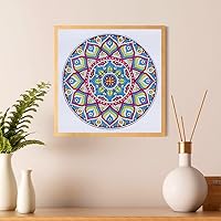 Vista 4 de LUSandy Kit de pintura de diamantes de mandala colorido 5D para adultos, taladro parcial, pintura de diamantes de mandala luminosa