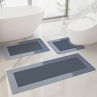 Vista 8 de Tapete de piel de napa en forma de U, muy suave, que absorbe el agua, antideslizante para baño, bañera o ducha, 2 piezas, de 20 x 32 + 20 x 24 Gris