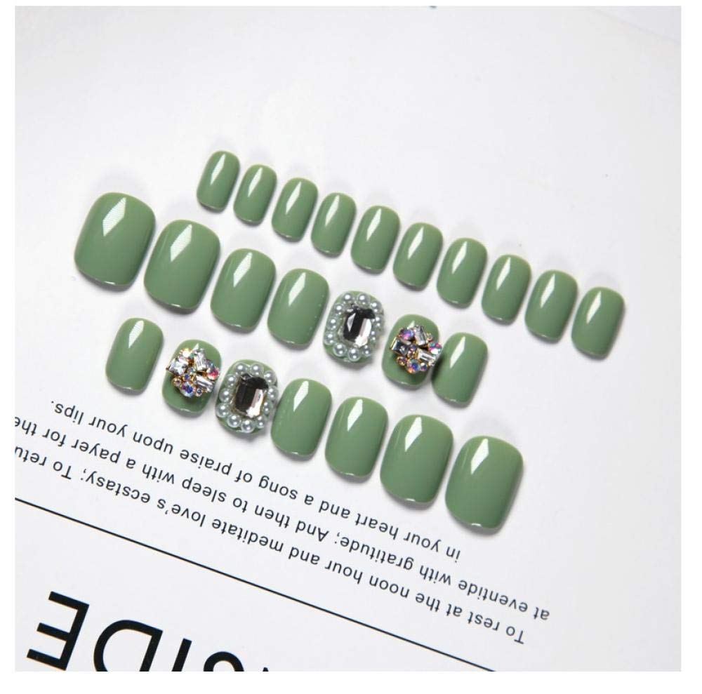 ACiyD Fertiges Maniküre-Patch mit neuen künstlichen Nägeln in Diamant-Matcha-Grün