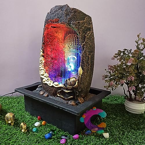 Image of Decorative Water Fountain for Home Decor, Office, Indoor & Outdoor, Garden, Puja Room, Vaastu, Reception, Spa, Gifting. (C-037, Waterfall Buddha)