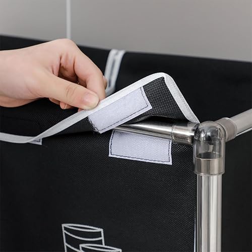 Miniatura 4 de Carrito clasificador de ropa sucia, cesta clasificadora de ropa sucia con ruedas resistentes con cerradura y 4 bolsas extraíbles, organizador de