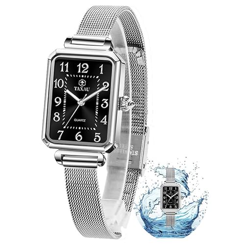 Taxau Damenuhr Uhr Damen Uhren Damen Quadratisches Zifferblatt Kompakt Damen Armbanduhr Lässig Geschäftlich Einstellbar Anspruchsvoll Damenuhren Luxus Damen Uhr Wasserdichtes Quarzwerk Women Watch