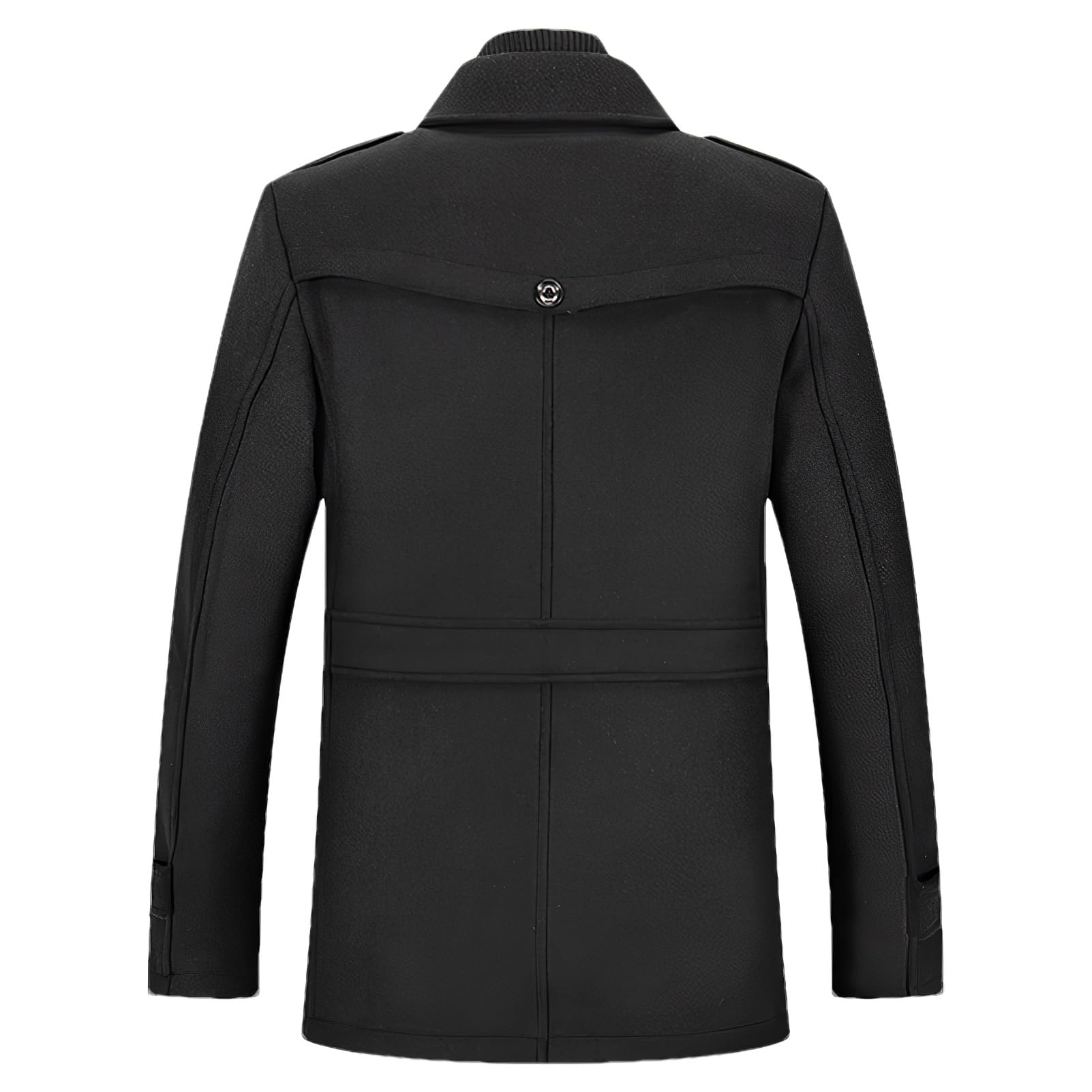 ANUFER Hombre Mezcla Lana Peacoat con Cuello Desmontable
