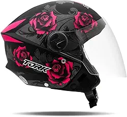 CAPACETE ABERTO PRO TORK NEW LIBERTY 3 FLOWERS FOSCO ROSA - PRETO TAM. 58
