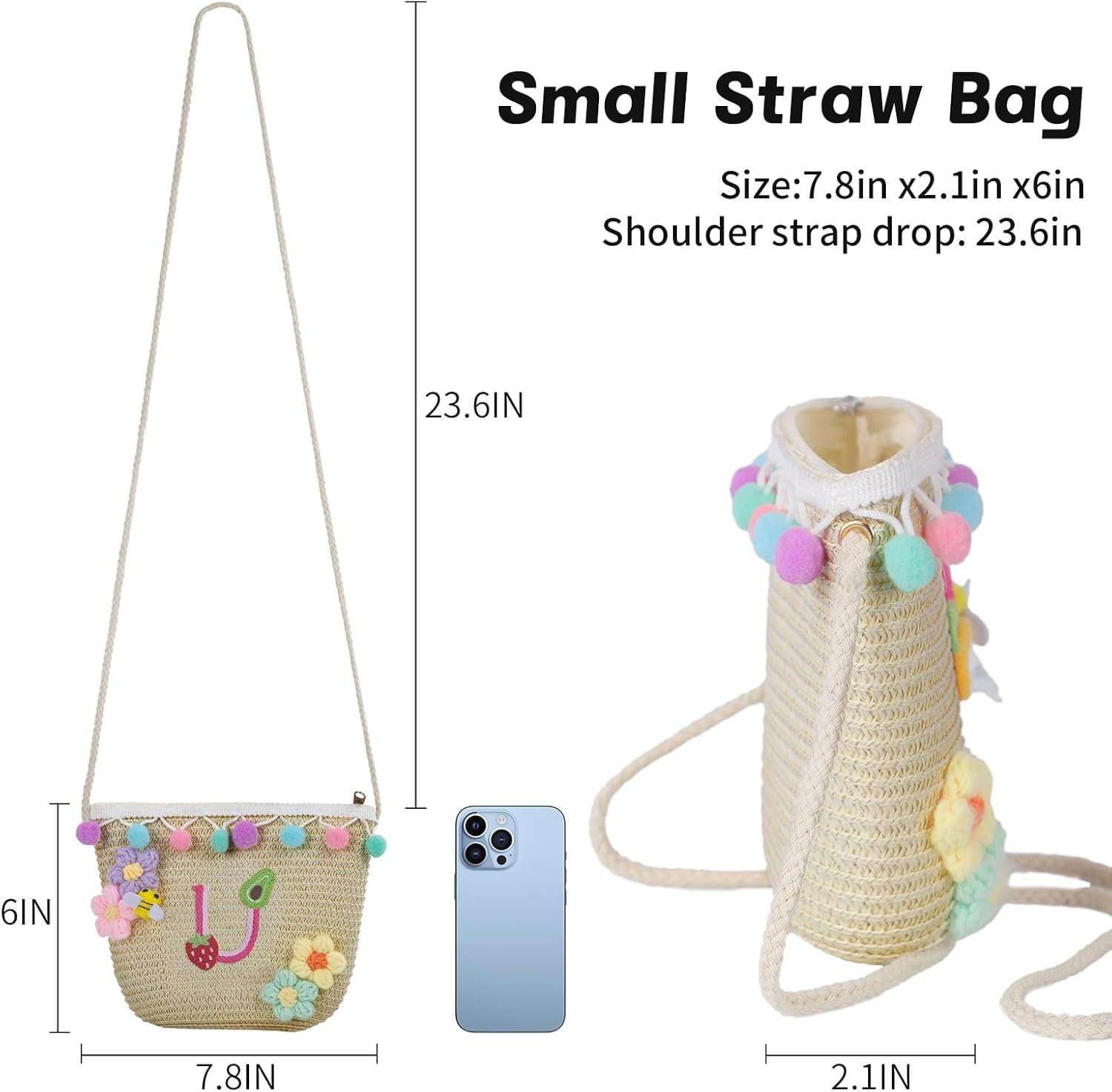 Letter Small Woven Straw Summer Beach Tote Bag for Women 2025,Woven Straw Beach Purse Shoulder Crossbody Bag for Women 2025 - Image 4