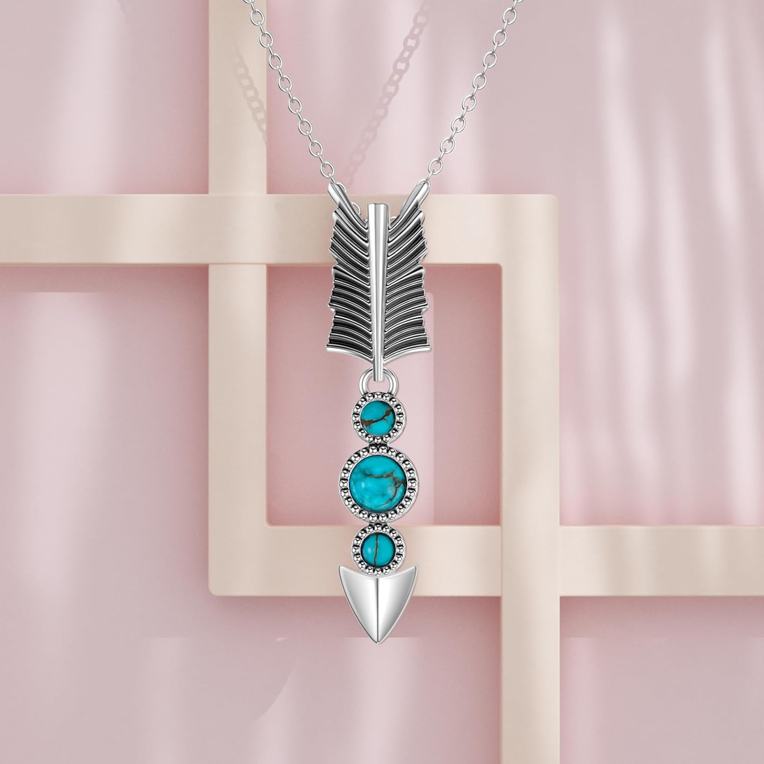 Turquoise Arrowhead Necklace for Women Sterling Silver Genuine Turquoise Arrow Pendant Navajo Western Lifestyle Jewerly Gift for Her Mom Wife