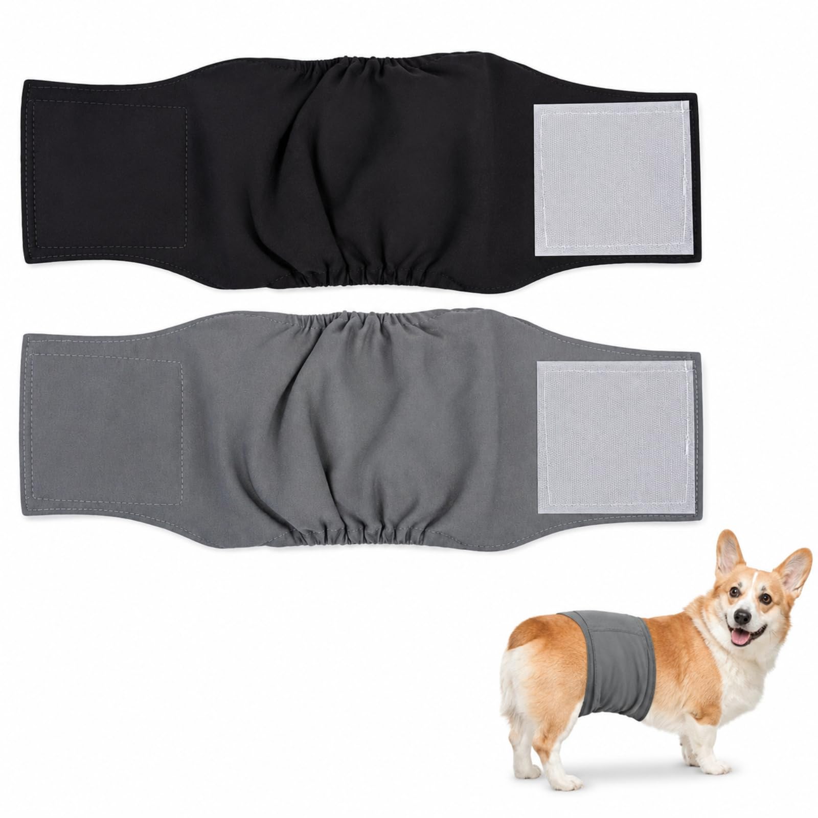 2 Pack Dog Belly Bands Male, Reusable Washable Dog Nappies Male Absorbent Soft Adjustable Belly Bands for Small and Medium Dogs for Incontinence Pet (M)
