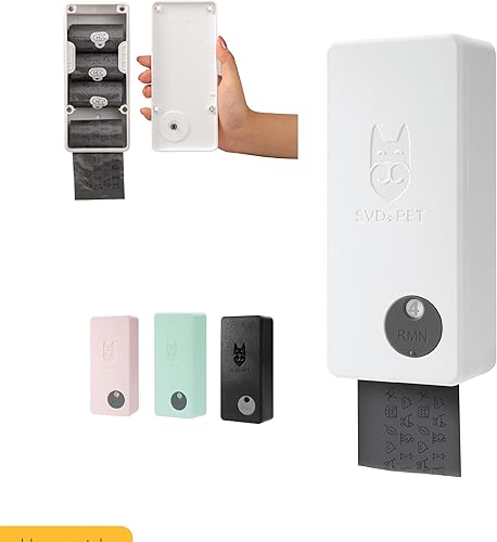 SVD.PET Dispensador de bolsas para excrementos de perro con 60 bolsas, dispensador de bolsas de basura para montaje en pared, capacidad para 4