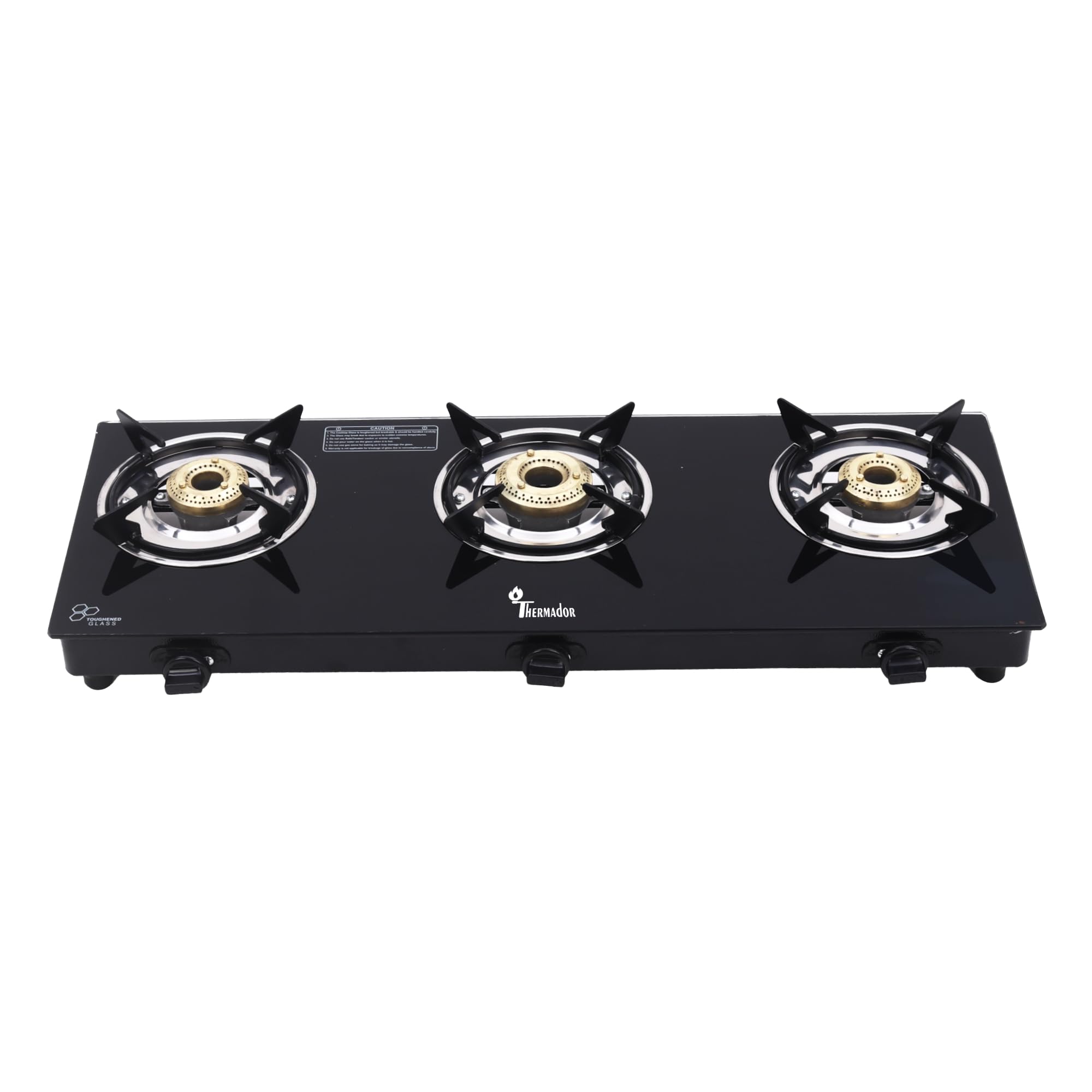 Thermador Glass Gas Stove 3 Burners Premium Brass Plated Burner | Automatic Ignition Tornado Burner 6 mm Toughened Glass Top |Nylon Ergonomics Knob |LPG Compatible|ISI Certified|1 Yr Warranty | Black (B08CKYNY18) Amazon Price History, Amazon Price Tracker
