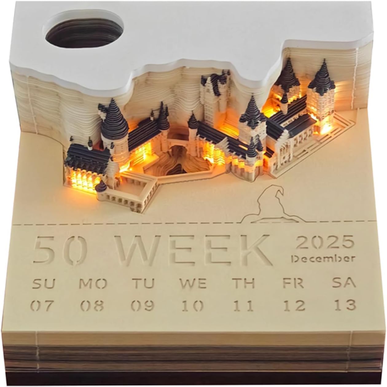 STPZHXC 3Dカレンダー 2026年3D卓上カレンダーメモパッド、 2026 デスクカレンダー メモ帳 ライト付き クリエイティブ デスク カレンダー DIY 紙彫刻 アートDIYペーパーカービングアートクラフト、学校、ホームオフィス用 (B)