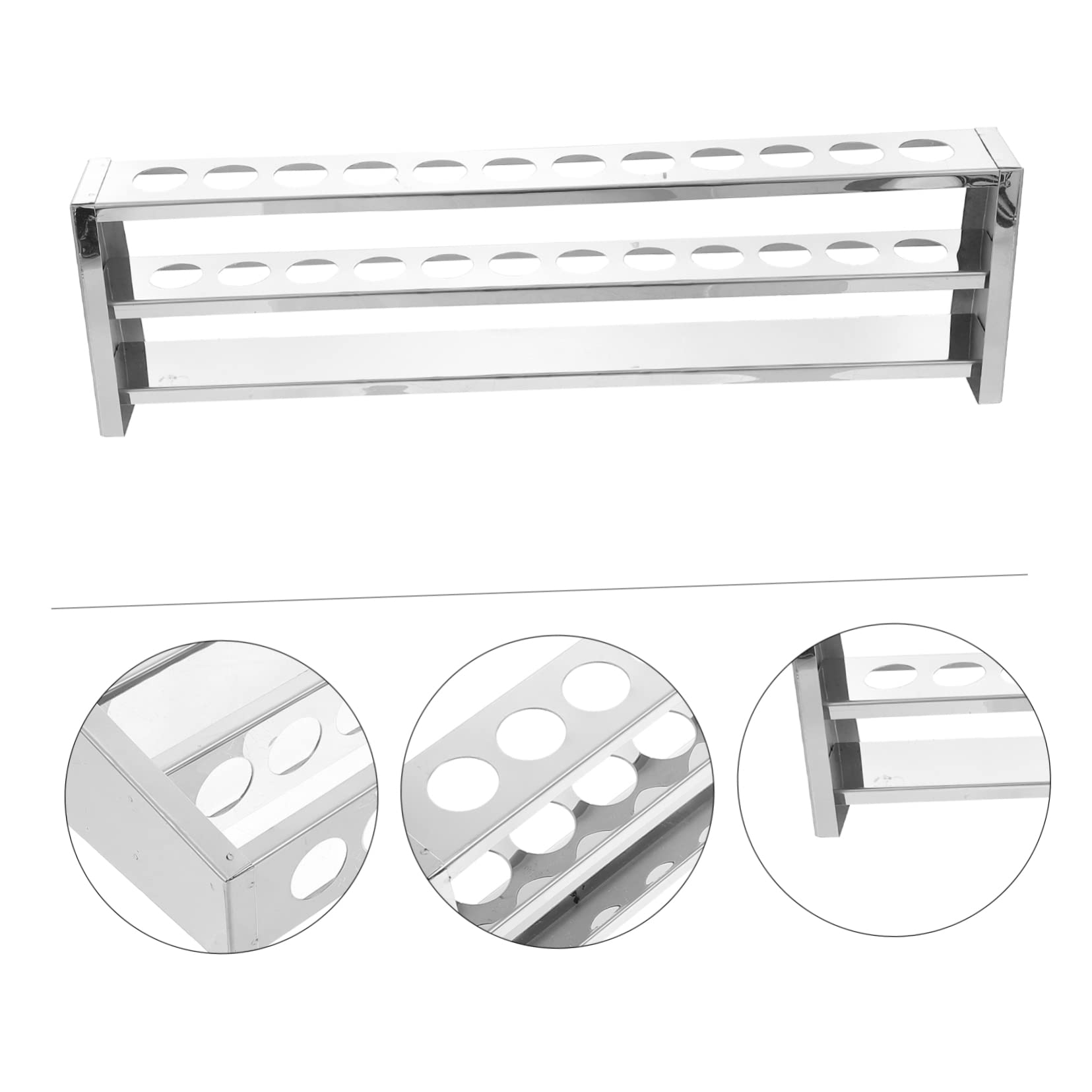 Cabilock 2 Pezzi Portaprovette fiala provetta provette con rack supporto per provette per l'asciugatura rack del supporto tubo di prova Acciaio inossidabile Argento