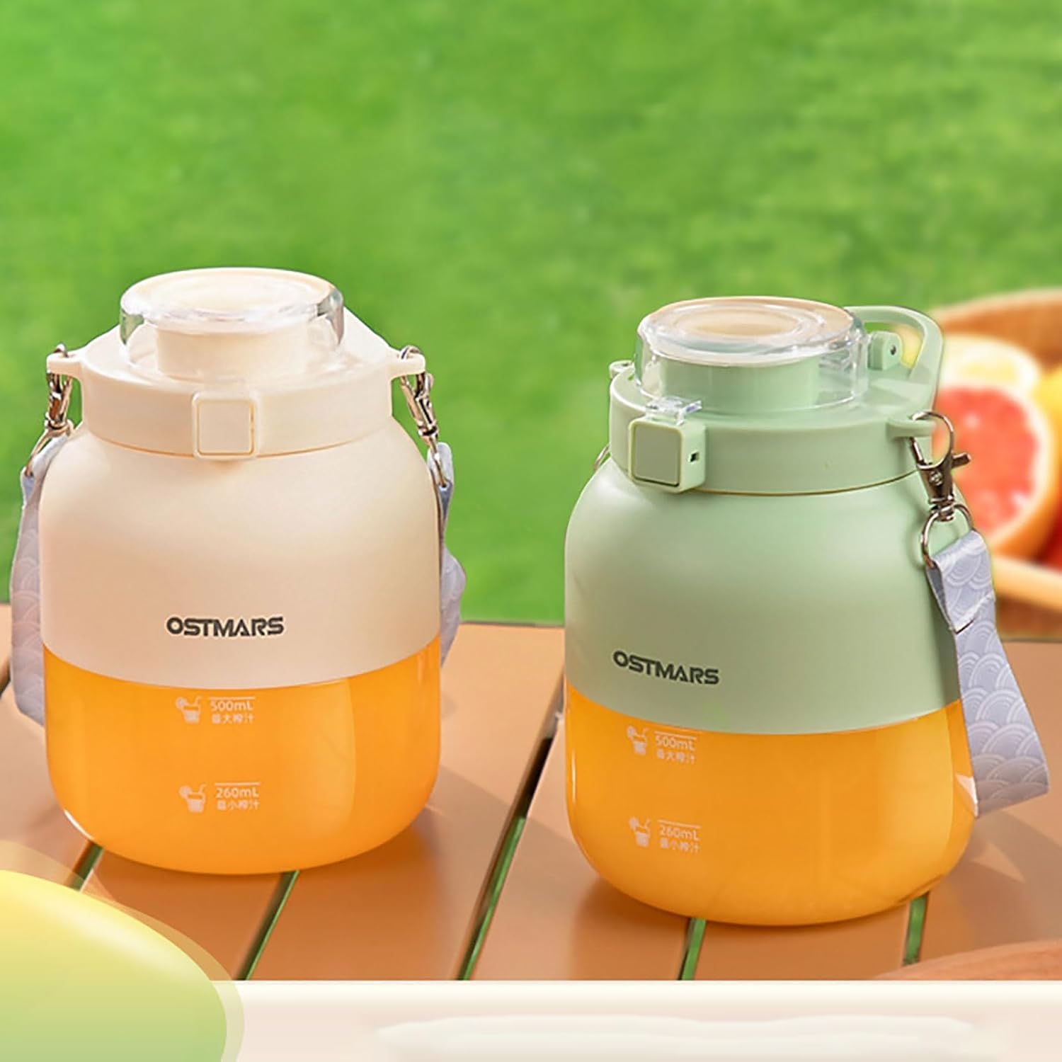 Blender Cup, Juicer Cup for home, Electric Juicer Mini Portable Blender, Portable Automatic Sport Juicey Cups, Dual-Use Water Bottle with Straw for Outdoor Sports with Strap (1PC Green)