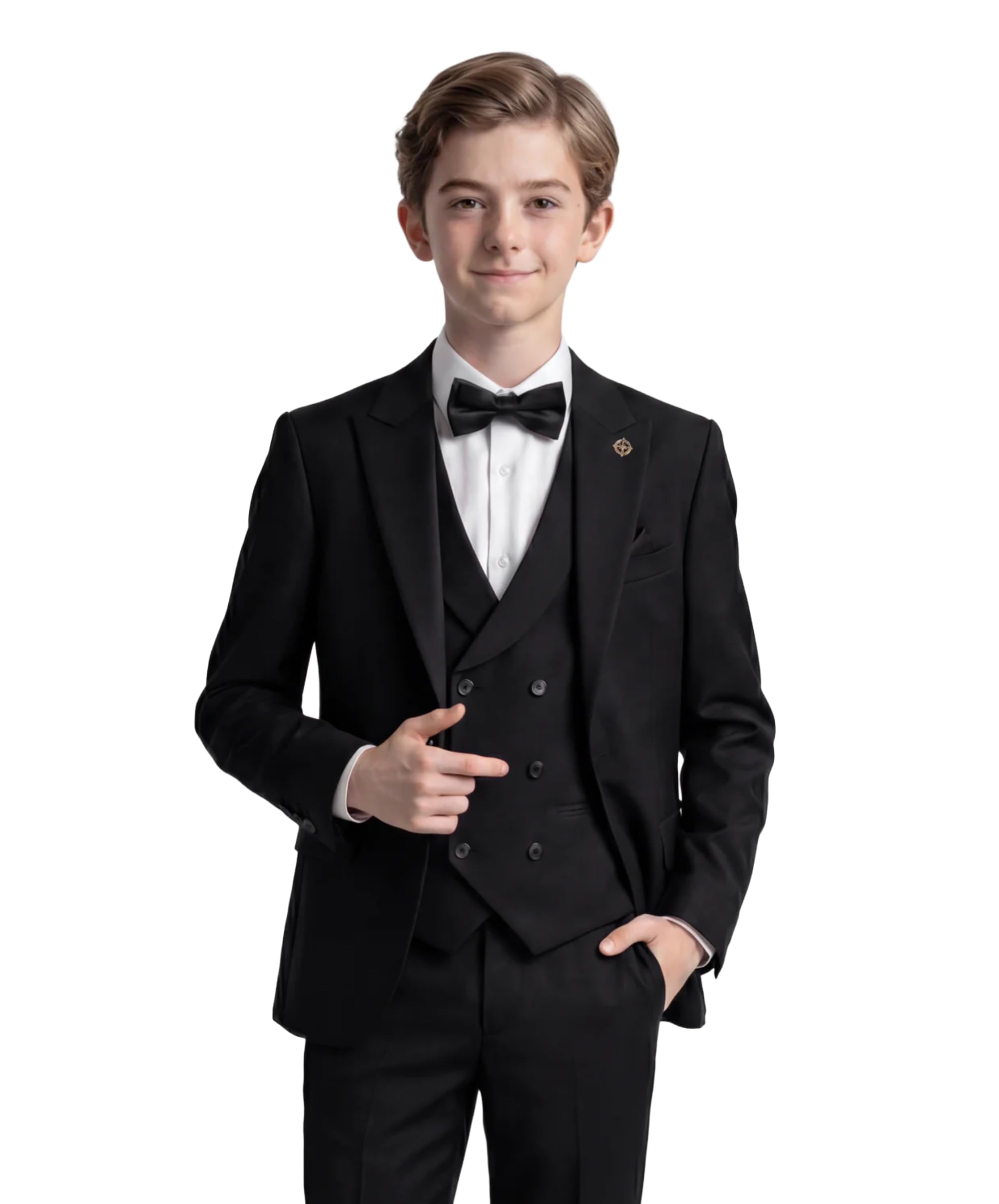 SIRRI Jungen Slim Fit Anzug 5-teiliges Set für Abschlussbälle und besondere Anlässe im Alter von 1-16