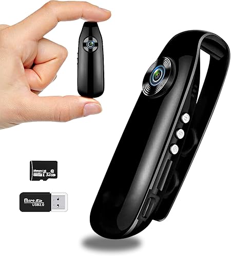 Mini cámara espía oculta, cámara corporal FHD 1080P, toma de fotos de 12 MP, detección de movimiento, batería grande, absorción magnética, cámara