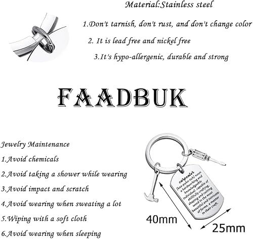 Miniatura 2 de FAADBUK Llavero de carpintero para carpintero, regalo para carpintería, martillo, regalo mecánico, regalo para papá y abuelo