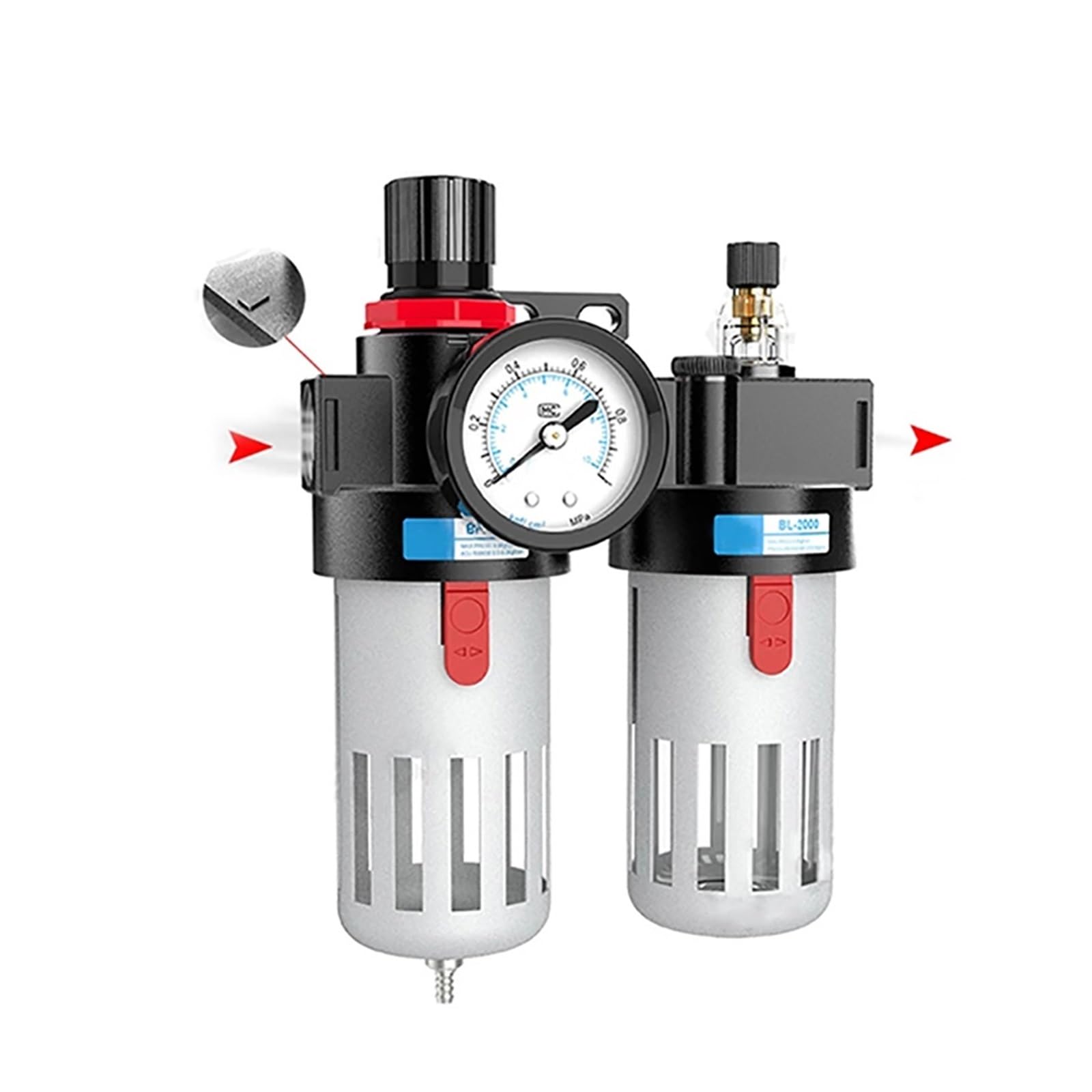 Regolatore del filtro della pressione dell'aria del compressore serie AFC / BFC con unità di combinazioni di flusso del manometro BFC2000 for industria, produzione, macchinari, ecc. ( Size : BFC3000 )