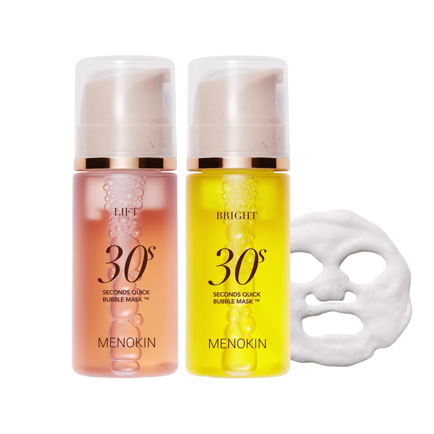 MENOKIN 30 Seconds Quick Bubble Mask [Lift&Bright], Korean Face Mask, Radiance-boosting, Easy to Use,Glass Skin, 3.21 fl.oz