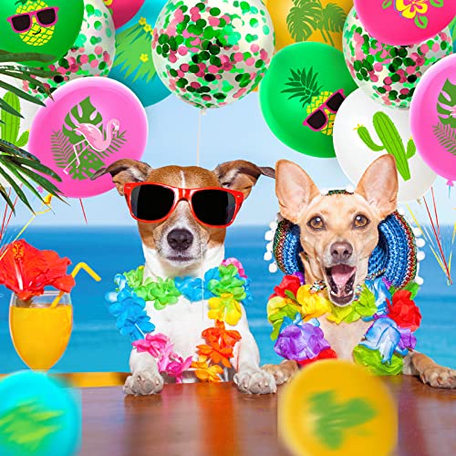 70 Pieces Tropical Luau Party Balloon Hawaii Confetti Decorative Balloon Latex Balloons For Hawaiian Luau Party Summer Beach Birthday Wedding Baby Shower Party Decorations Supplies #TOP4