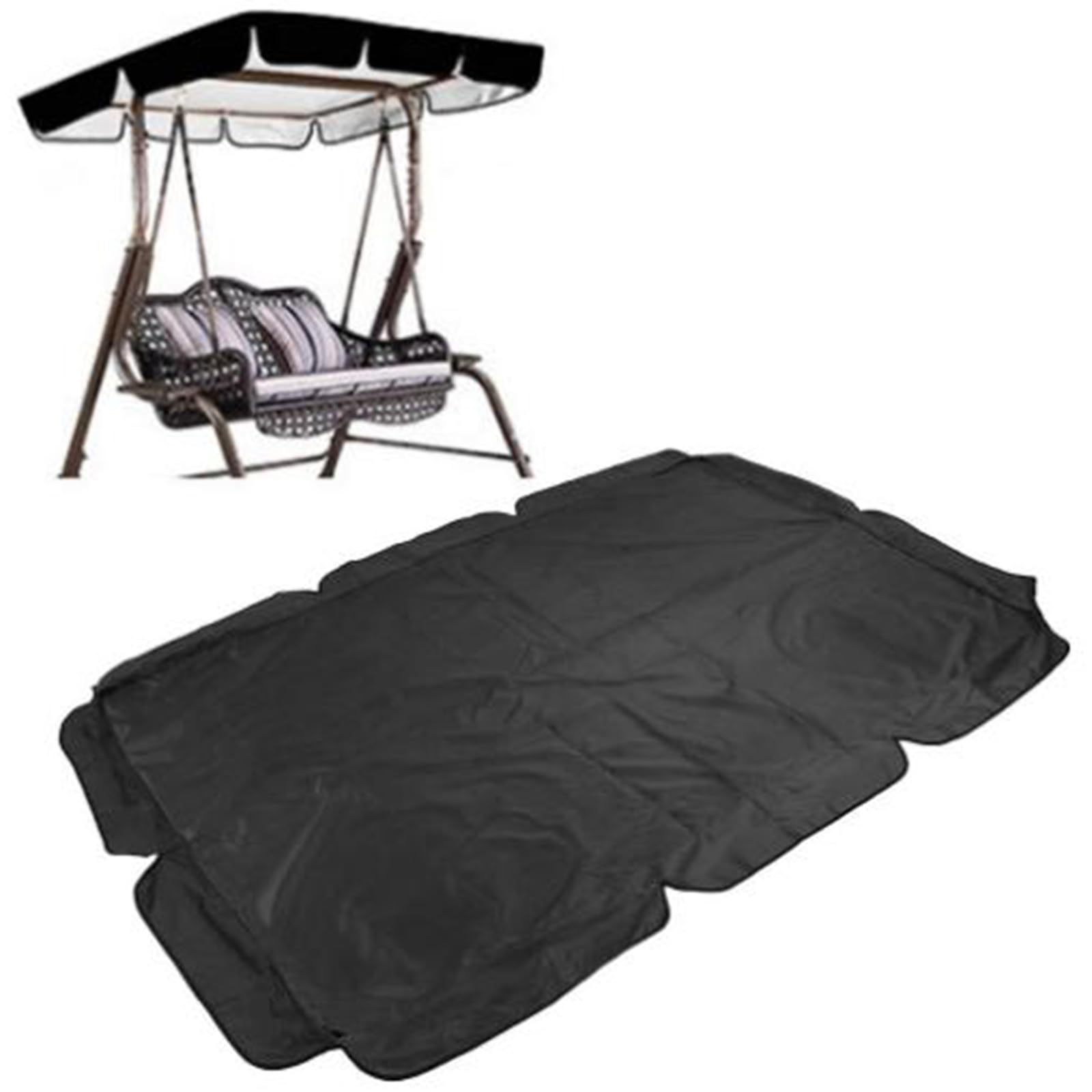 Ersatz-Verdeck für Hängematten, Schaukelüberdachung, 190T Polyester, Mehrfarbig, mehrere Größen for Terrassenschaukel(Black,190 * 132 * 15cm)