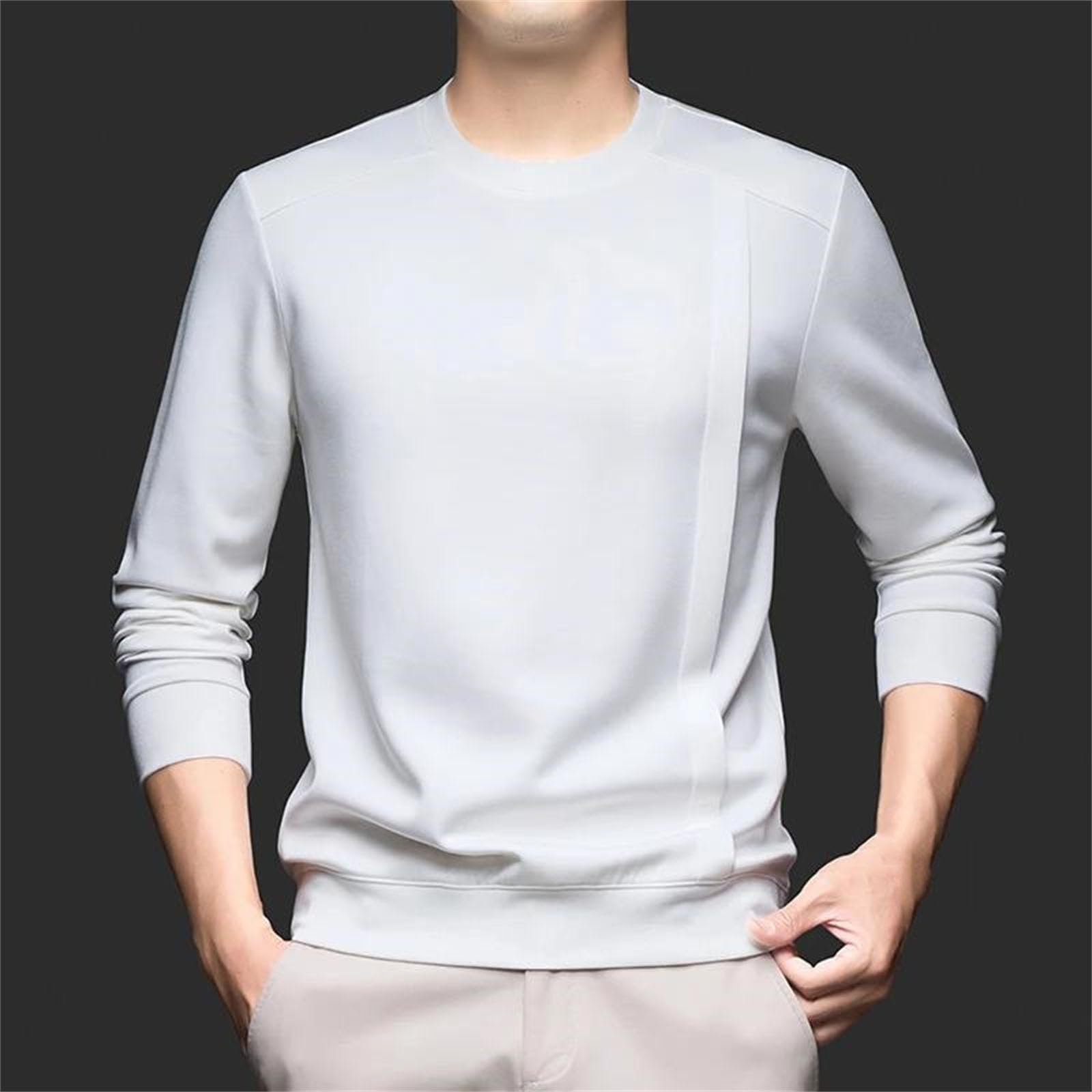 Sudadera de cuello redondo para hombre, casual, manga larga, cómoda, básica, para uso diario