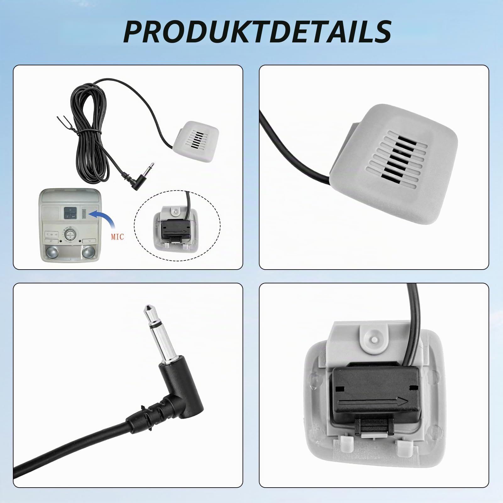 SPORTARC Externes Auto-Mikrofon, 3,5-mm, Tragbar, Autodach-Panel, Mono, 50 Hz - 20 kHz