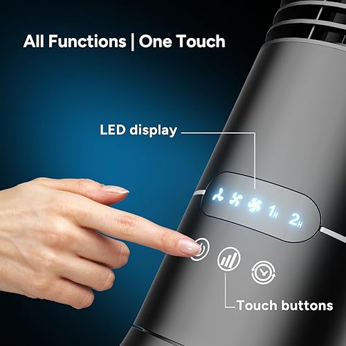 Miniatura 3 de DR.PREPARE Ventilador de torre de 16 pulgadas, ventilador de escritorio oscilante de 70, 3 velocidades con temporizadores, ventiladores pequeños