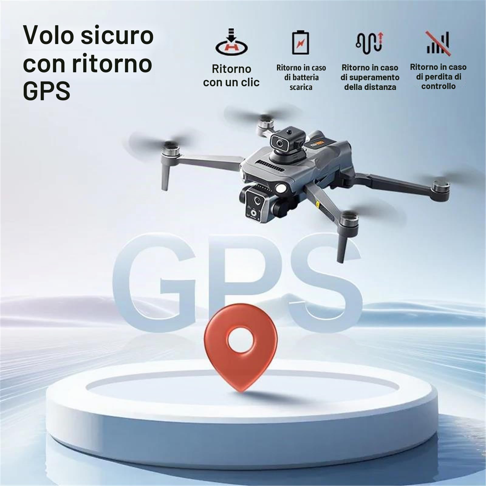 Drone k19 Max GPS Fotocamera 4k Sistema evitamento Ostacoli Laser a 360°, Trasmissione FPV 5g Motore brushless, Telecomando Schermo da 4,5" quadricottero rc Pieghevole airdrop,Dual Battery