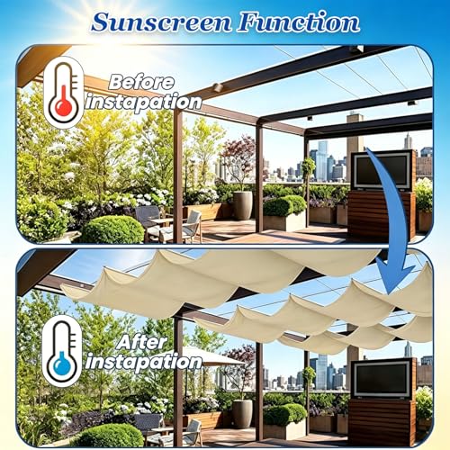 Voile d'ombrage rectangulaire rétractable imperméable avec œillets pour jardin