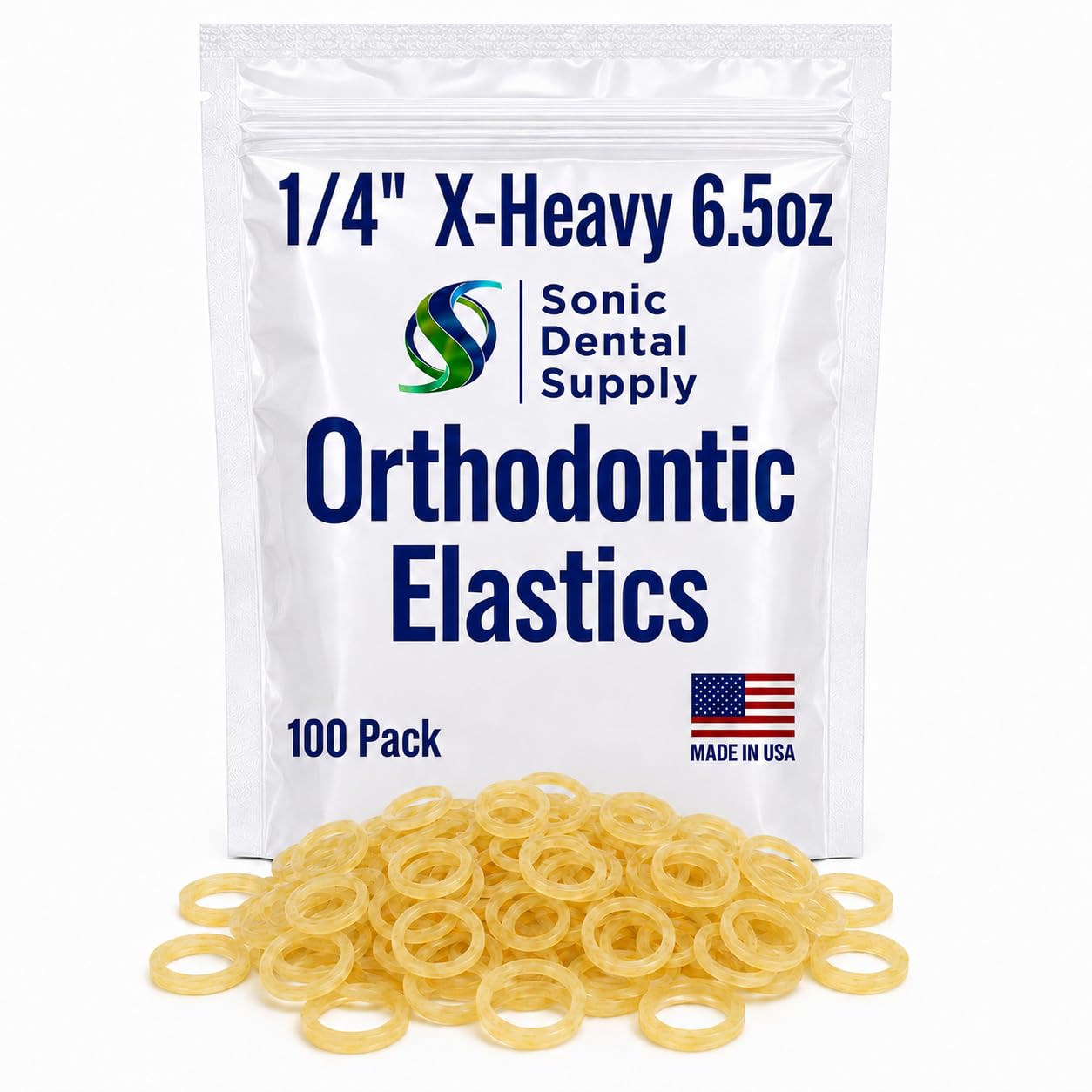 Sonic Dental - Amber 1/4" X-Heavy 6.5 oz - Orthodontic Elastic - Braces - Dental Rubber Bands USA-image-11