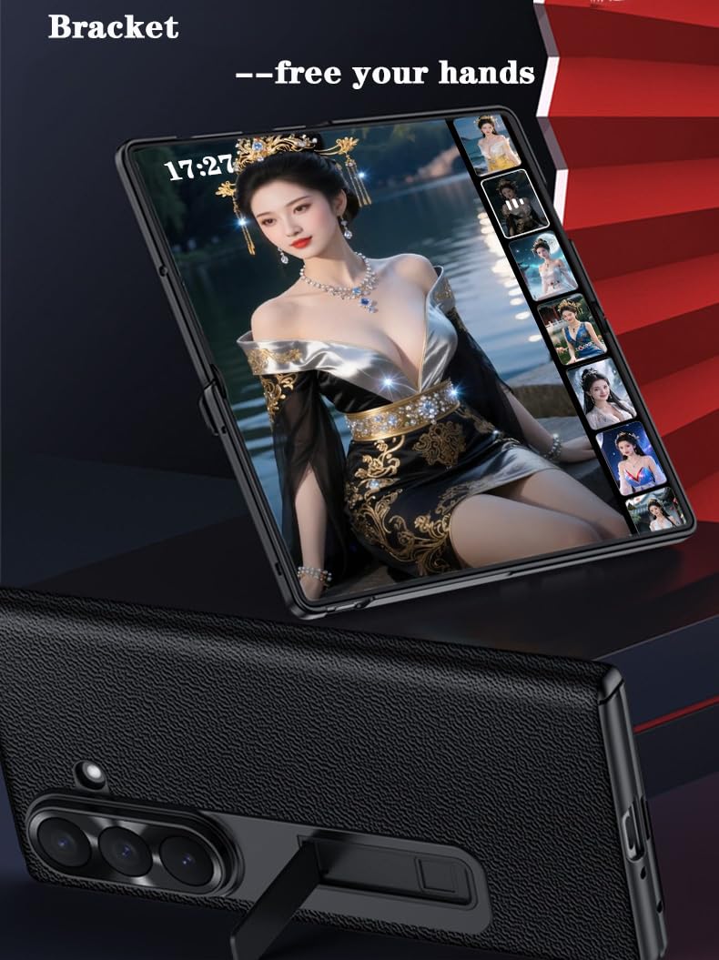 Custodia del Cellulare per Samsung Galaxy Z Fold7, Cover per Telefono in Pelle per Galaxy Z Fold 7, Protezione Cerniera del Telefono -Nero