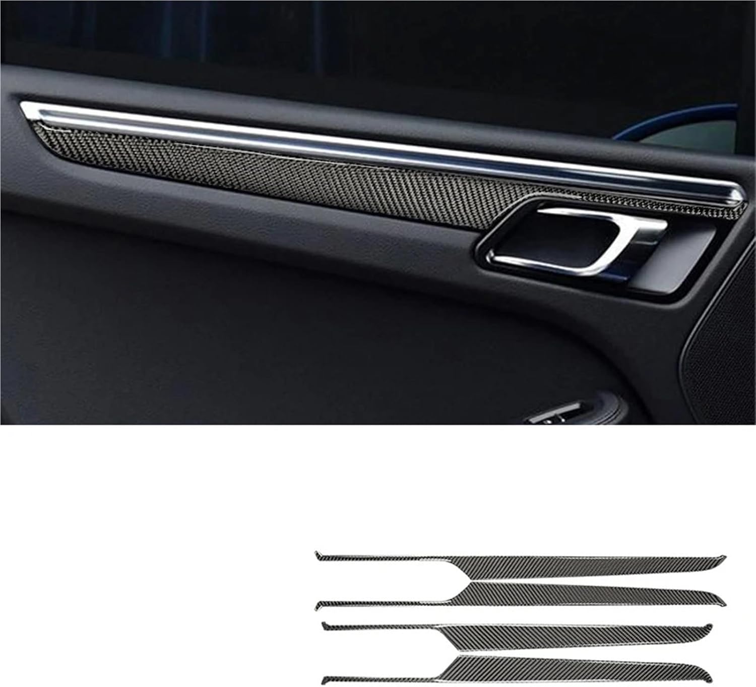 Compatible with Porsche Macan 2015-2018 Carbon Fiber Roadster Inner Door Pull Handle Trim Strips Interior Decoration Sticker Accessorie