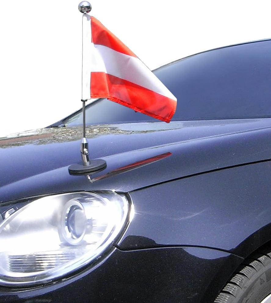 Magnetic Car Flag Pole Diplomat-1-Chrome Austria