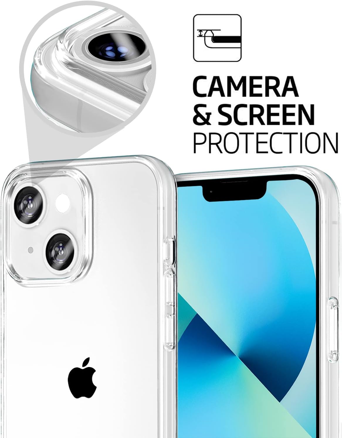 TENOC Phone Case Compatible for iPhone 13 Mini, Clear Case Shockproof Protective Bumper Slim Cover for 5.4 Inch 2021 Release