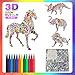 Seamuing Rompecabezas para Colorear 3D, Juego de Arte y Manualidades de Rompecabezas para Colorear En 3D Libro de Colorear para Niñas y Niños (Paquete de 4 Rompecabezas con 12 Marcadores)